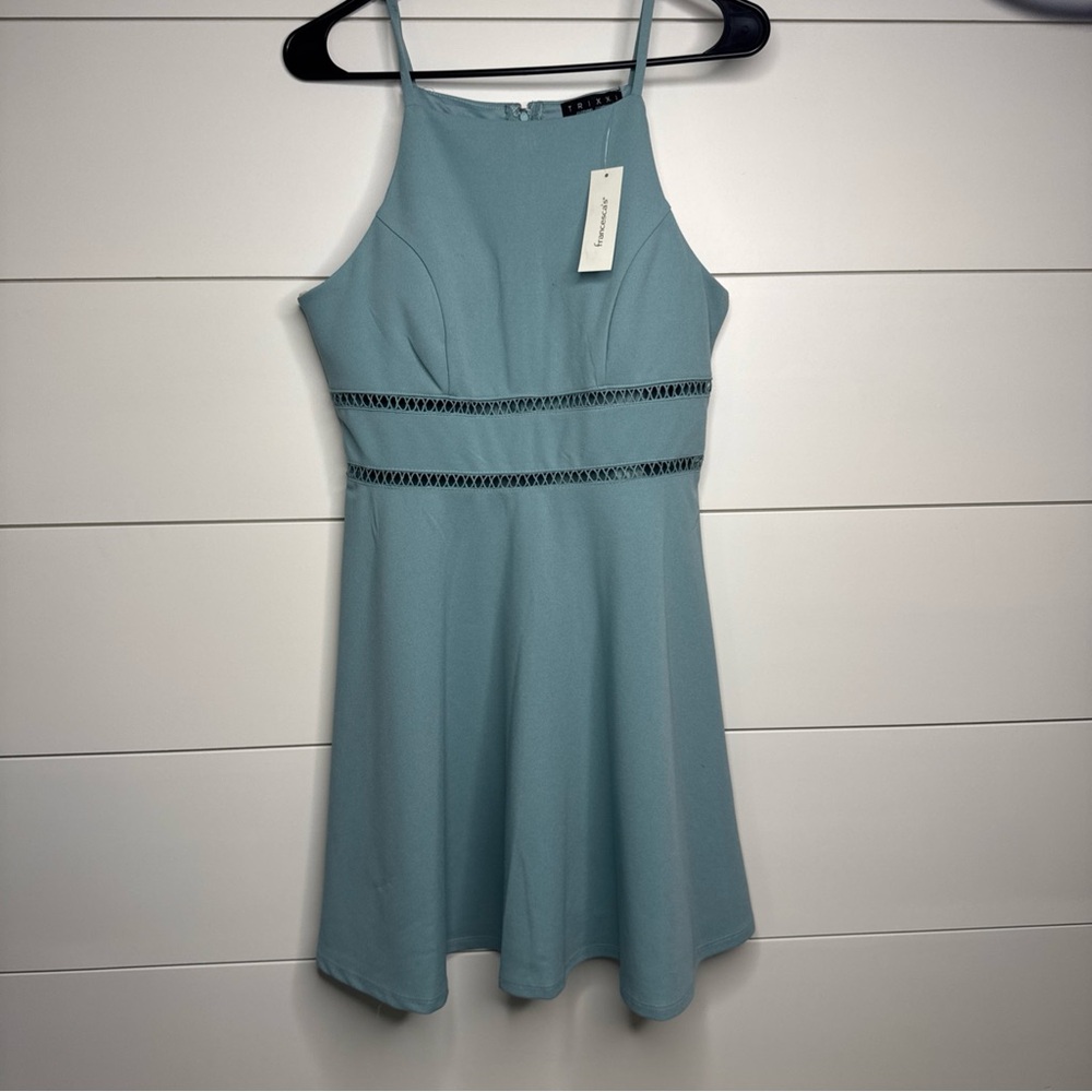 Francesca's Collections Green Halter A-Line Mini Dress